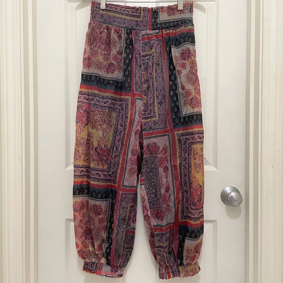 FP Movement Pants - FP Movement Free People Sashay My Way Balloon Pants S Jogger Patchwork Yoga Boho